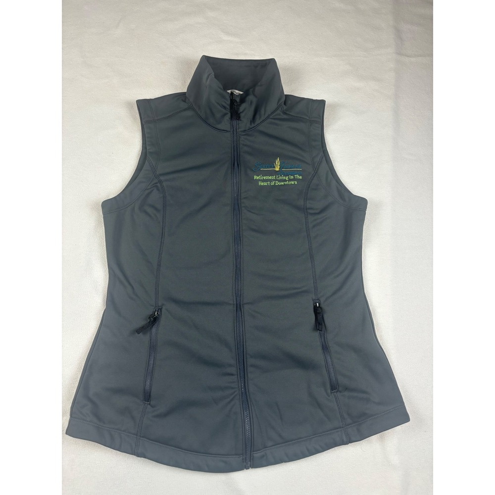 Port Authority Ladies Vest Size M Full‎ Zip Pockets Embroidered Logo Dark Gray
